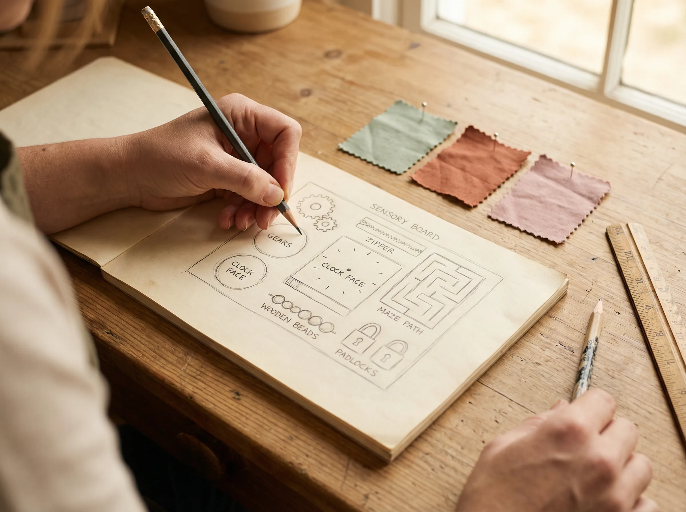 Projeto do painel sensorial desenhado com base na idade e desenvolvimento da crianca
