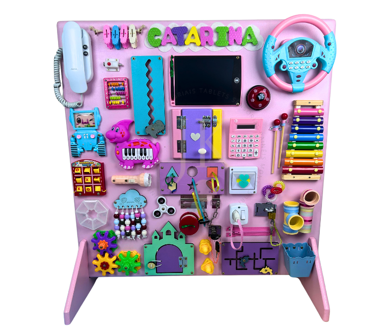 Painel Sensorial Feminino (Rosa) 80x80 c/ apoio